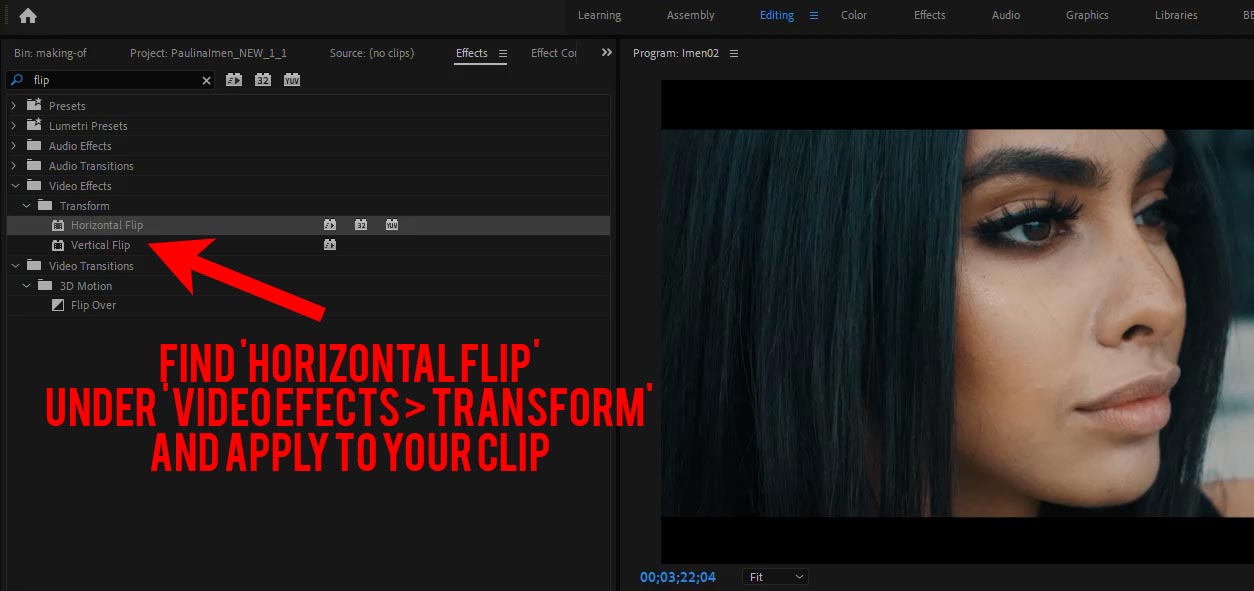 Как добавить эффект flip в adobe premiere pro 2020