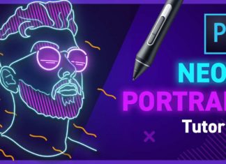 Neon Portrait Illustration In Photoshop