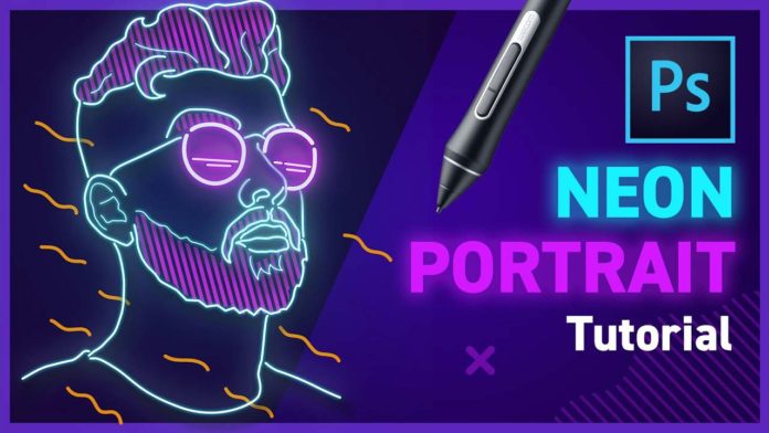 Neon Portrait Illustration In Photoshop